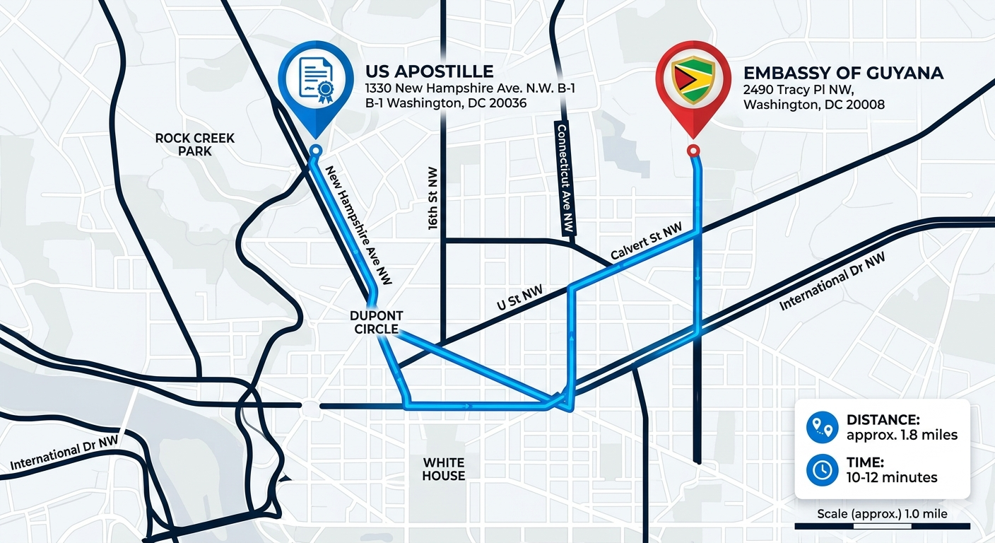Map of Guyana Apostille & Embassy Services
